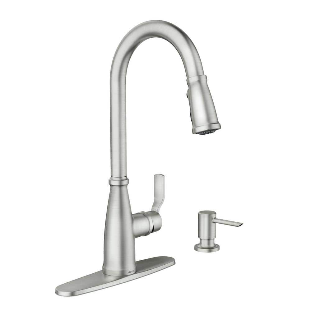 MOEN Conneaut Single Handle Pull-Down Sprayer Kitchen Faucet with Power  Clean and Reflex in Spot Resist Stainless 87801SRS - The Home Depot