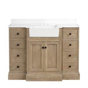 Kelly 48 in W x 20.5 in D x 34.50 H Single Bath Vanity in Weathered Fir with White Engineered Stone Top with White Basin