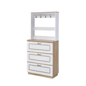 Hewett 47 in. H x 32 in. W White Wood Shoe Storage Cabinet with 3-Drawer