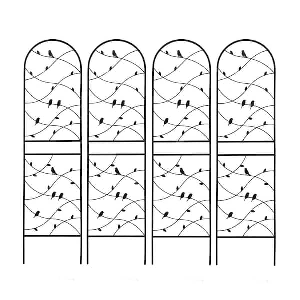 Tenleaf 4-Piece Black Metal Garden Trellis 19.7 x 71 in. Rustproof Trellis for Climbing Plants Outdoor Rustproof Plant Support