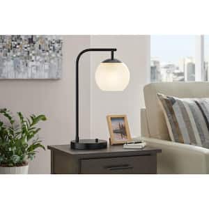 21.5 in. Frazier Table Lamp Black Milk Glass Shade