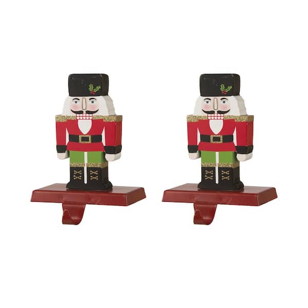 Glitzhome Wooden/Metal Nutcracker Stocking Holder (Set of 2)