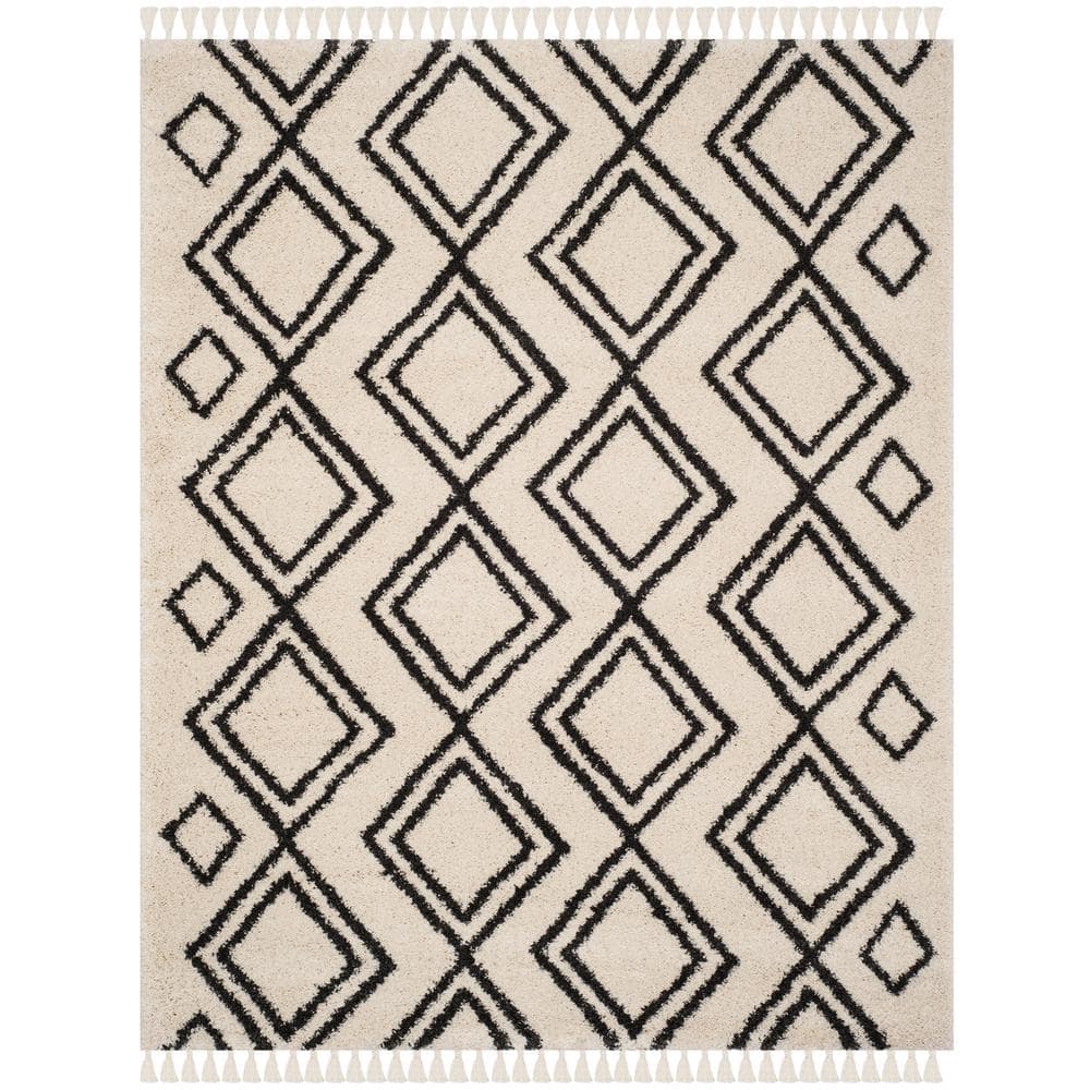Moroccan Fringe Shag Cream/Charcoal 8 ft. x 10 ft. Tribal Multi-Diamond Area Rug price history on PriceWatchPro