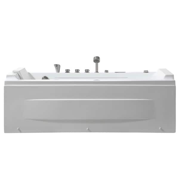 71 in. x 29 in. Alcove Whirlpool Air Combination Bathtub Rectangular Bath with Left Drain-in White