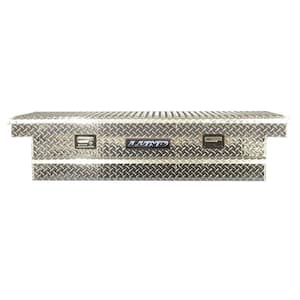 70 in Diamond Plate Aluminum Full Size Crossbed Truck Tool Box with mounting hardware and keys included, Silver