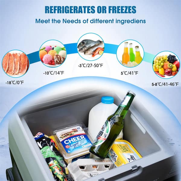 42 qt. Car Freezer with App Control and 6 in. Off Road Wheels 12 Volt 45 Watt Cooler Freezer Low Noice