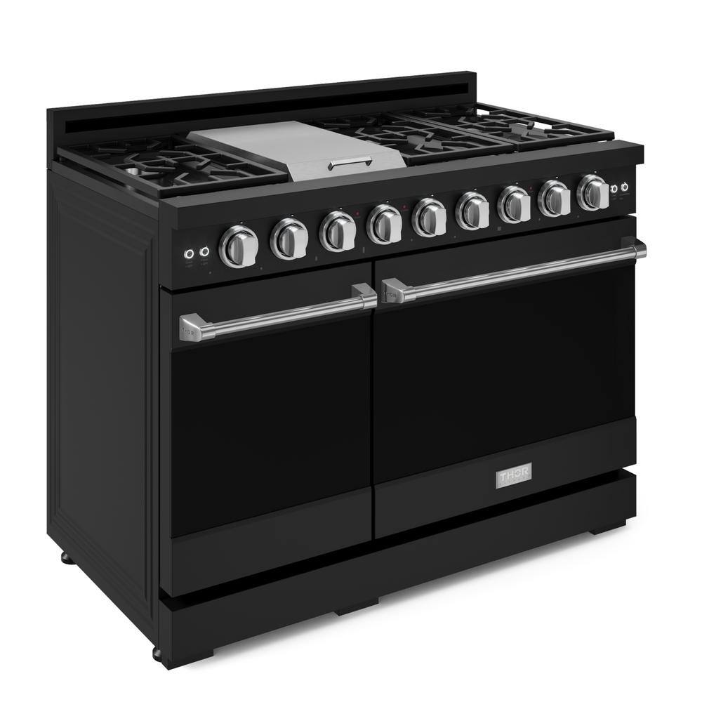Gordon Ramsay Series 48 in. 6-Burners Double Oven Gas Range in Matte Black/SS with Convection and Grill in Propane price history on PriceWatchPro