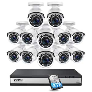 H.265 Plus 16-Channel 5MP-Lite 4TB DVR Security Camera System with 12 1080p Wired Bullet Cameras