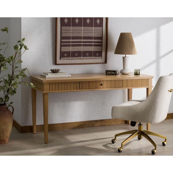 Shelbie 60 in. Oak/Black 1-Drawer Desk