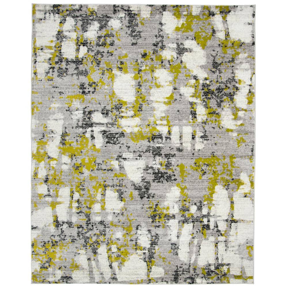 Reversible Grey/Green Abstract Synthetic 8' x 10' Area Rug