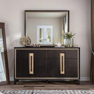 Demi Espresso 6-Drawer 64 in. Dresser with Mirror