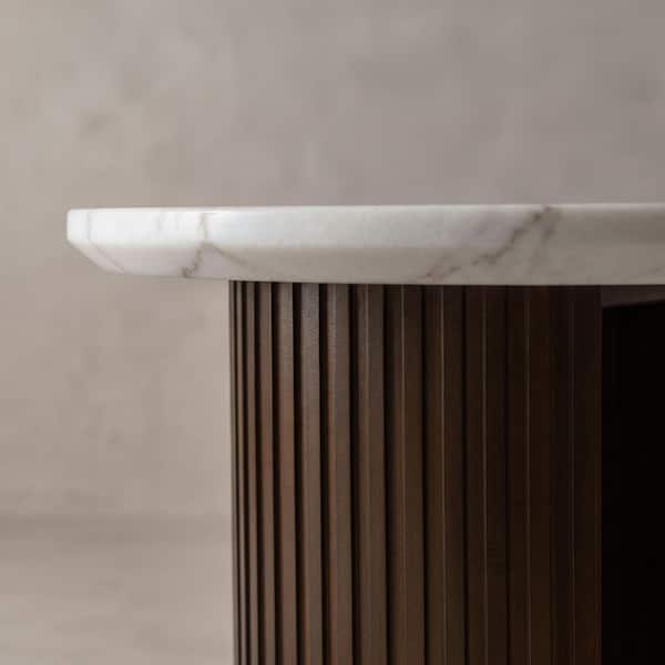 Furniture of America Premier Bennet 22 in. White Round Genuine Marble ...