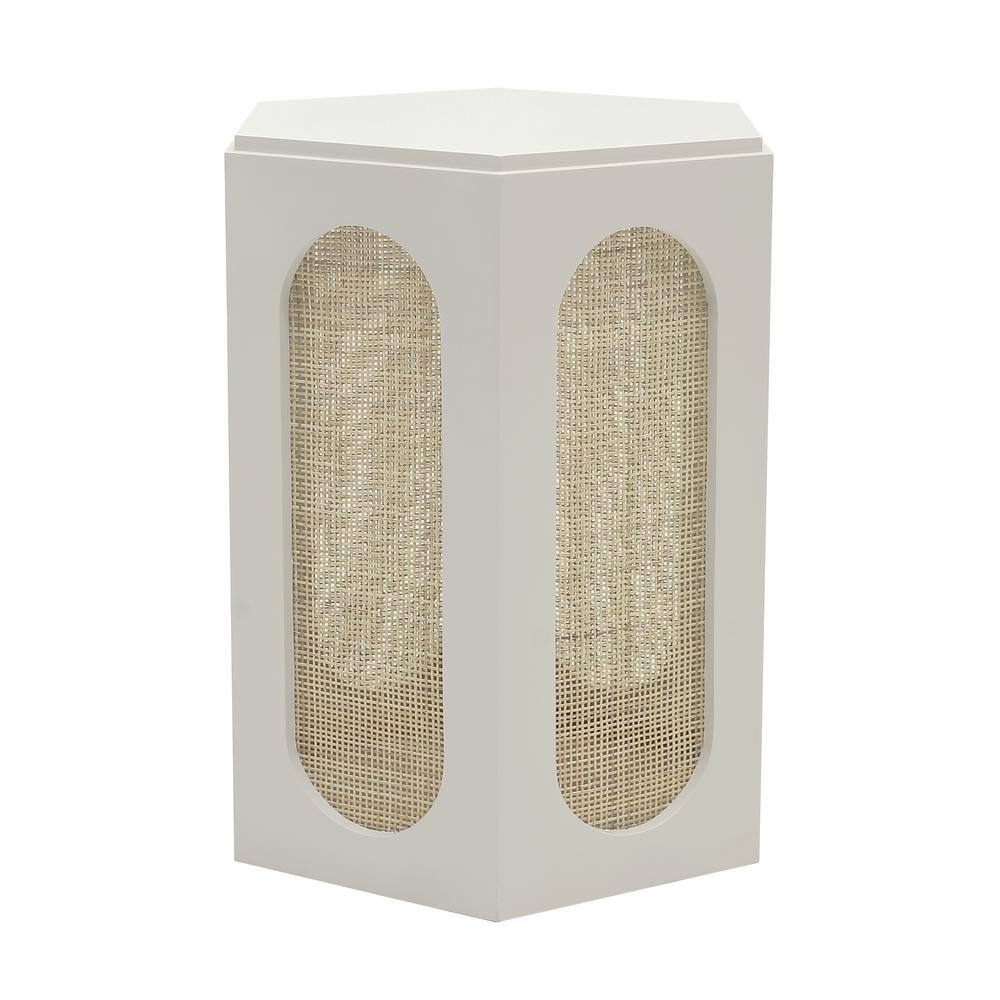 Bennington 17.25 in. Shoji White Square Wood Accent Table