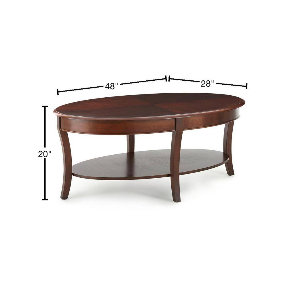 Troy 48" Brown Wood Oval Coffee Table with Shelf