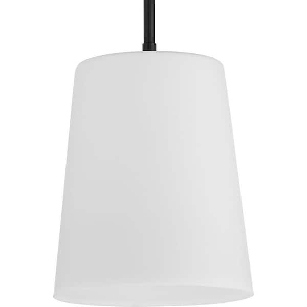 Progress Lighting Clarion Collection 1-Light Matte Black Etched White Transitional Pendant