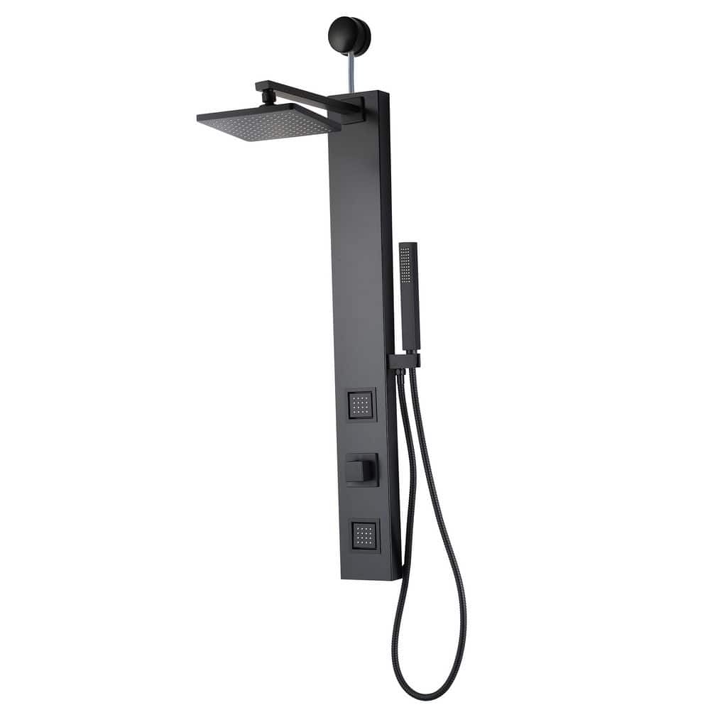 Dion Series 39 in. 2-Jetted Shower Tower with Heavy Rain Shower and Body Je