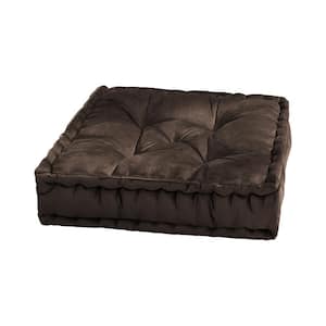 Sweet Home Collection 20 in. W x 20 in. L Faux Velvet Tufted Square Floor Pillow Cushion in Brown