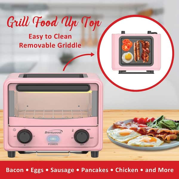 Brentwood 500-Watt Pink Stainless Steel Mini Toaster Oven TS