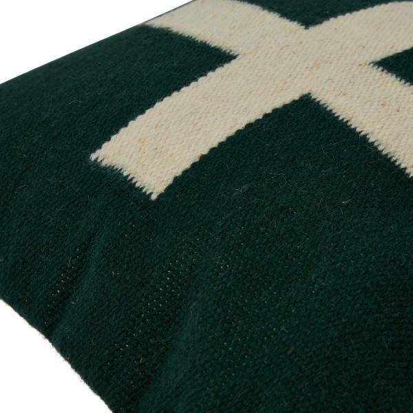 Green and Cream Cotton Wool Square Throw Pillow