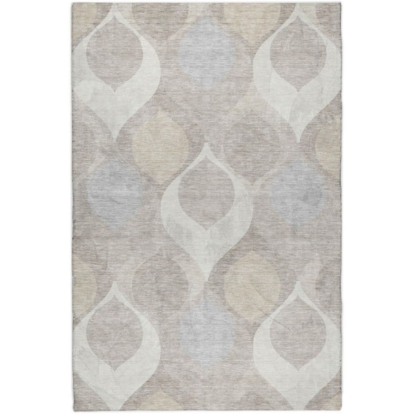 Dream Shag Premium Machine Washable Abstract ADS749 Ivory 10 ft. x 14 ft. Area Rug