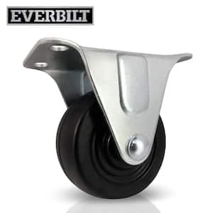 2 in. Black Soft Rubber and Steel Rigid Plate Caster with 90 lbs. Load Rating