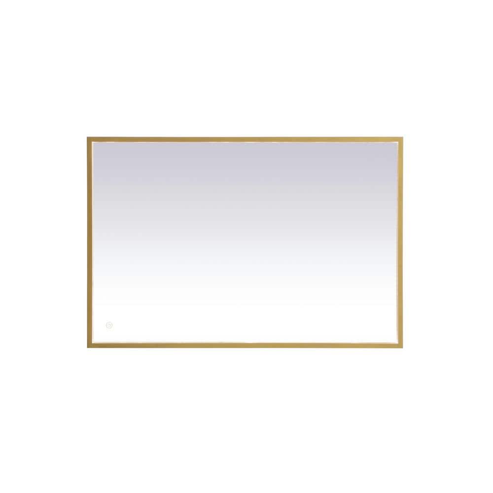 Timeless Home 27 in. W x 40 in. H Aluminum Brass LED Mirror
