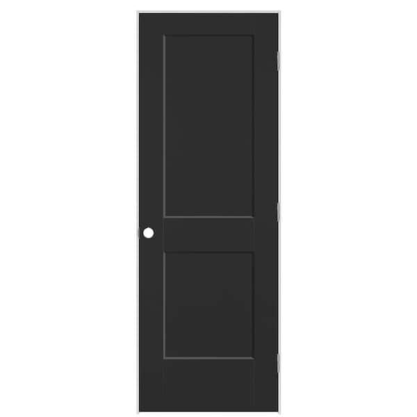 Masonite 28 in. x 80 in. 2-Panel Logan Left-Hand Solid Core Jet Black Molded Composite Single Prehung Interior Door