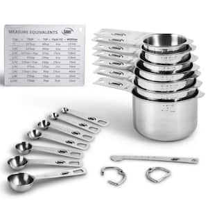 16-Piece Measuring Cup and Spoon Set in Stainless Steel
