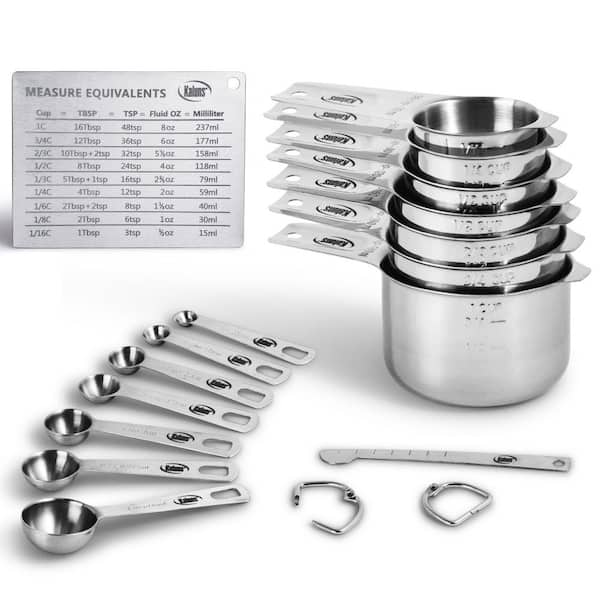 Kaluns 16-Piece Measuring Cup and Spoon Set in Stainless Steel