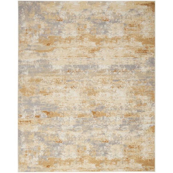 Nourison Grafix Beige Blue 5 ft. x 7 ft. Abstract Contemporary Area Rug