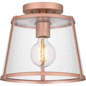 Labrant 10.5 in. 1-Light Matte Rose Gold Semi-Flush Mount