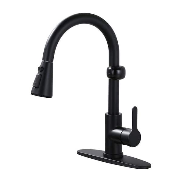 ARCORA Touchless 360° Spout Swivel Single Handle Pull-Out Sprayer Kitchen Faucet in Matte Black
