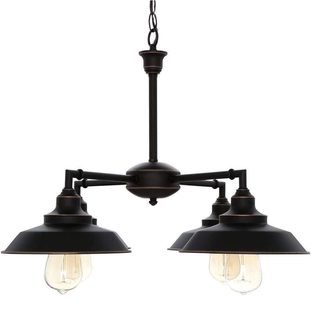 Iron Hill Oil Rubbed Bronze 4-Light Convertible Chandelier