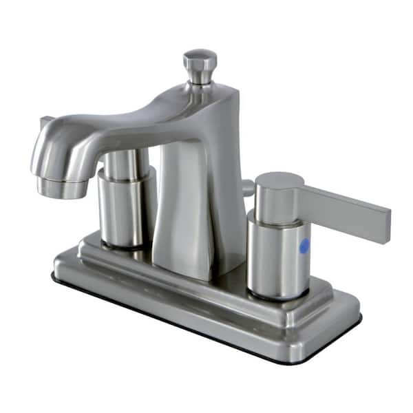 Kingston Brass NuvoFusion 4 in. Centerset 2-Handle Bathroom Faucet in Brushed Nickel