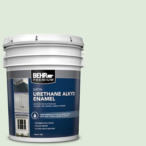 BEHR PREMIUM 5 gal. #440E-1 Relaxing Green Urethane Alkyd Satin Enamel Interior/Exterior Paint