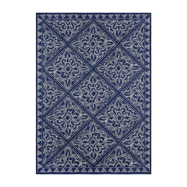 Canopy Plymouth Ivory Indigo 7 ft. x 10 ft. Indoor/Outdoor Area Rug