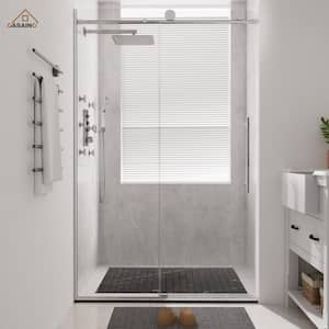 48 in. W x 76 in. H Sliding Frameless Shower Door in Chrome Finish with Clear Glass Soft-closing Silent Door