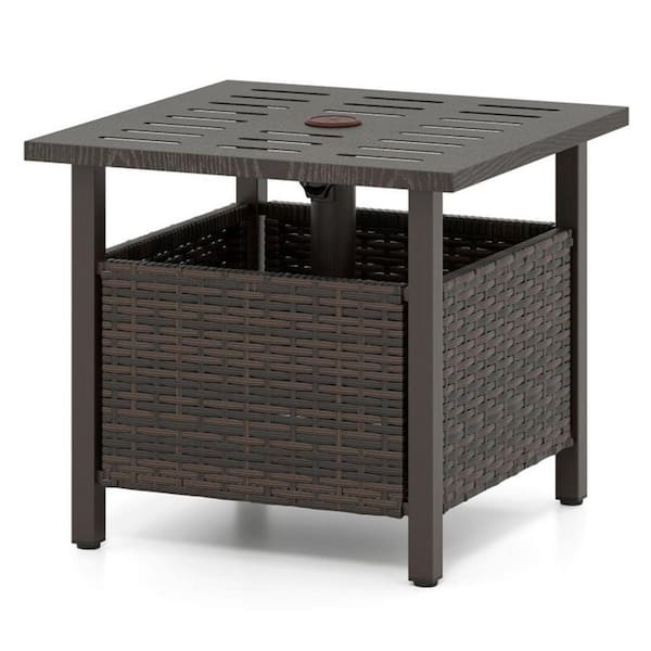 heatherstone wicker patio umbrella side table Sundale 22" Gray with 2 Weight Bags Periodically check to make sure all connections are tight Black Wicker Outdoor Side Table