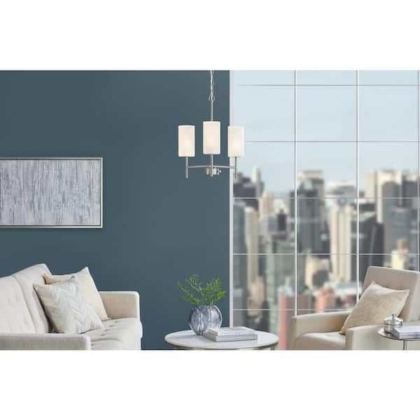 3 Light Modern Brushed Nickel Finish With Chandelier Glass Shades