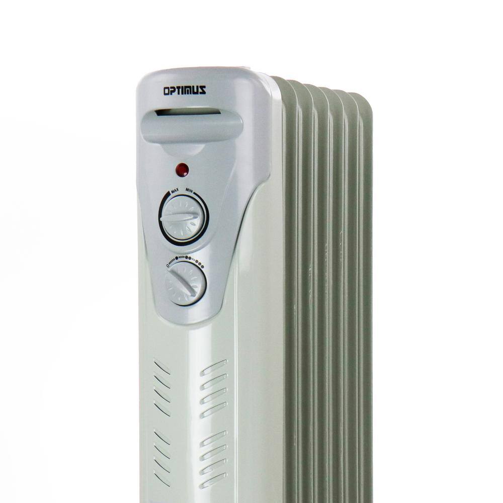 Optimus Portable White Oil Filled Radiator Heater with Thermostat