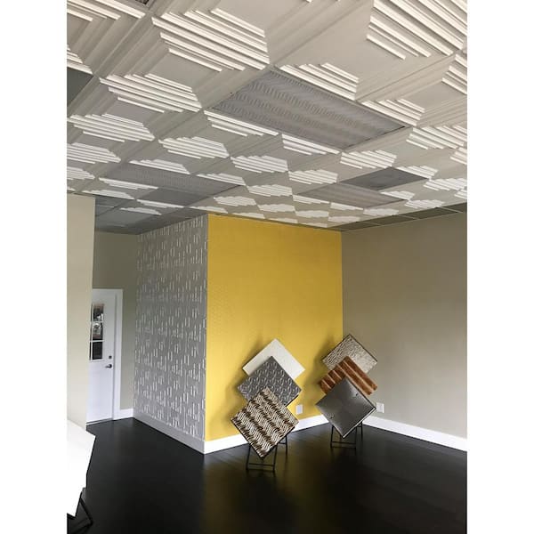 Schoolhouse White Matte 2 ft. x 4 ft. PVC Lay-in Faux Tin Ceiling Tile (200 sq.ft./case)