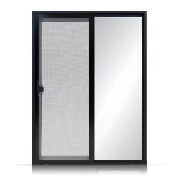 96 in. x 80 in. Black/White Reversible Vinyl Sliding Patio Door with
