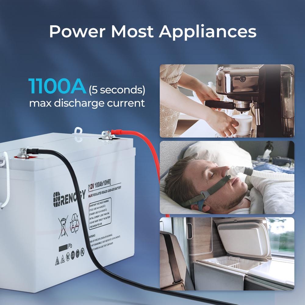 Renogy 12V 100Ah Gray Deep Cycle AGM Battery