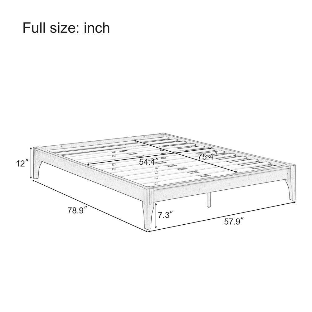 Brown 100% Solid Dry Bamboo Wood Frame Queen Size Platform Bed with Additional Center Support Slats and Legs - thumbnail 8