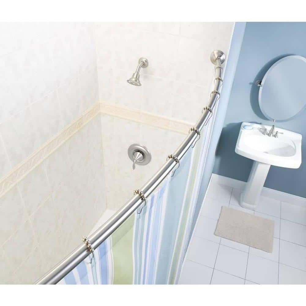 54 in. - 72 in. Adjustable Length Curved Shower Rod in Brushed Nickel