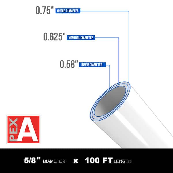 5/8 in. x 100 ft. PEX A Tubing Oxygen Barrier Pipe for Hydronic Radiant Floor Heating Systems 5/8 in. x 100 ft. PEX A Tubing Oxygen Barrier Pipe for Hydronic Radiant Floor Heating Systems