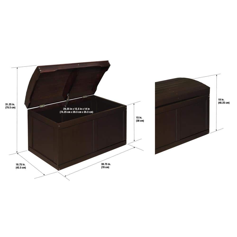 Espresso Wood Barrel Top Toy Chest with Safety Hinge