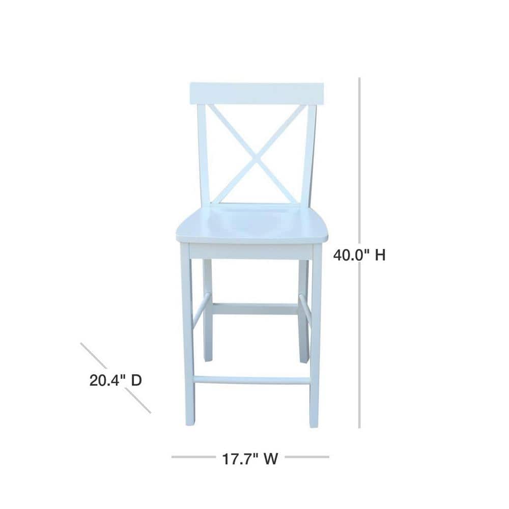 Coastal White Solid Wood 24" Counter Stool