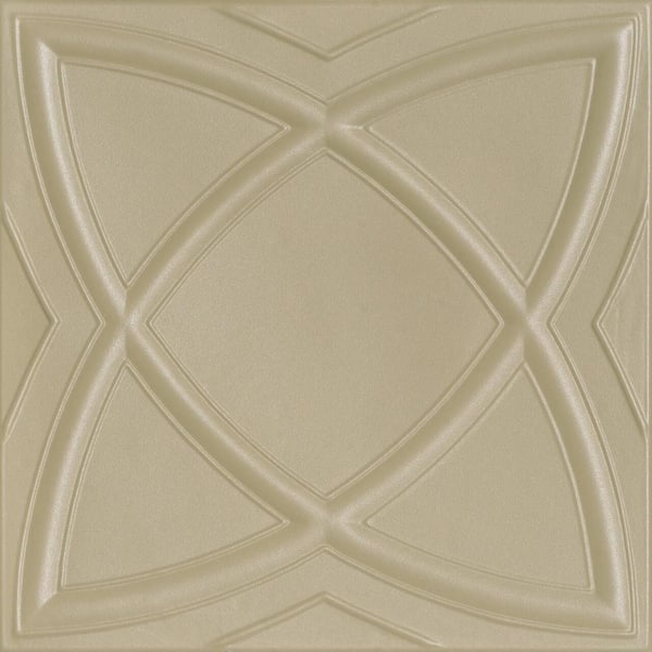 A La Maison Ceilings Elliptic Illusion Lenox Tan 1.6 ft. x 1.6 ft. Decorative Foam Glue Up Ceiling Tile (21.6 sq. ft./Case)