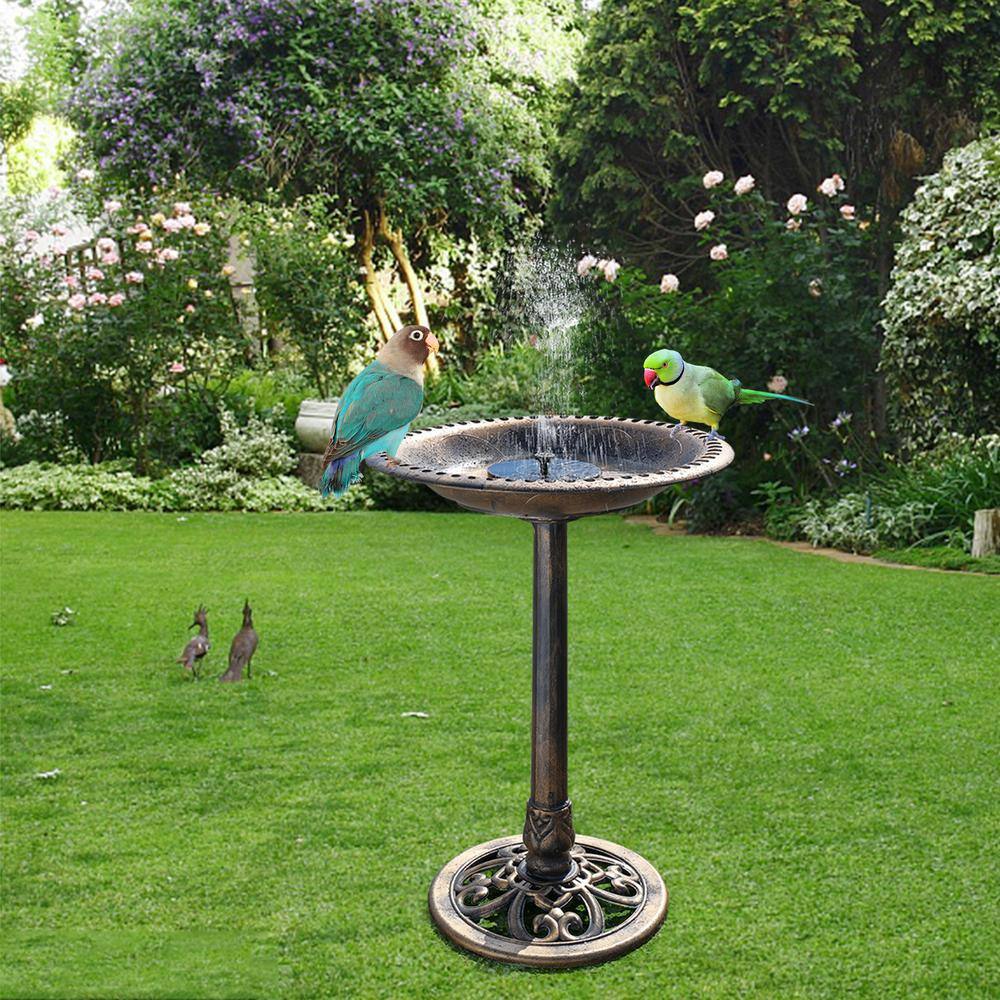 Antique Copper 28" Metal Bird Bath with Solar Fountain